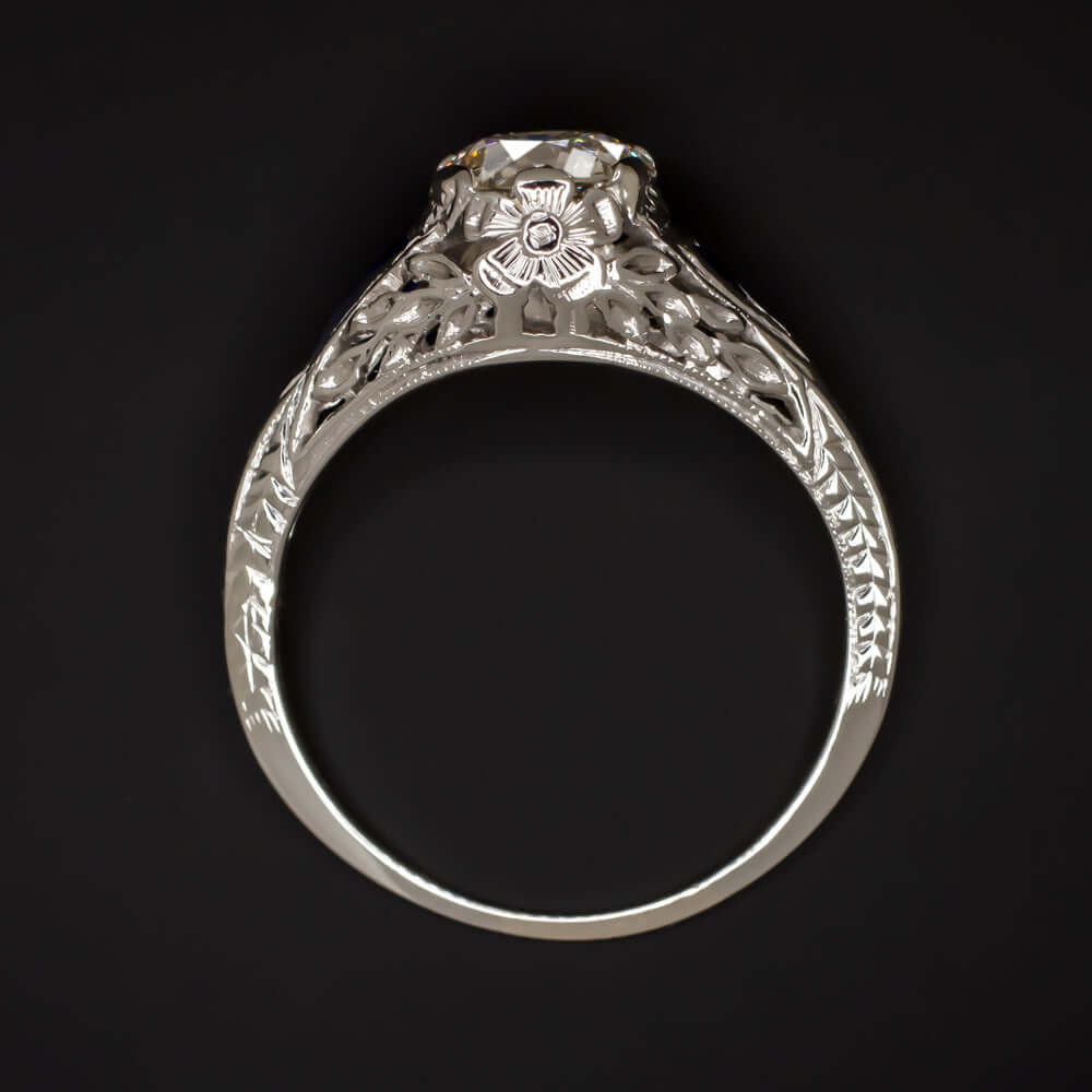 1.13c OLD EUROPEAN IDEAL CUT VS DIAMOND ENGAGEMENT RING SAPPHIRE ANTIQUE VINTAGE