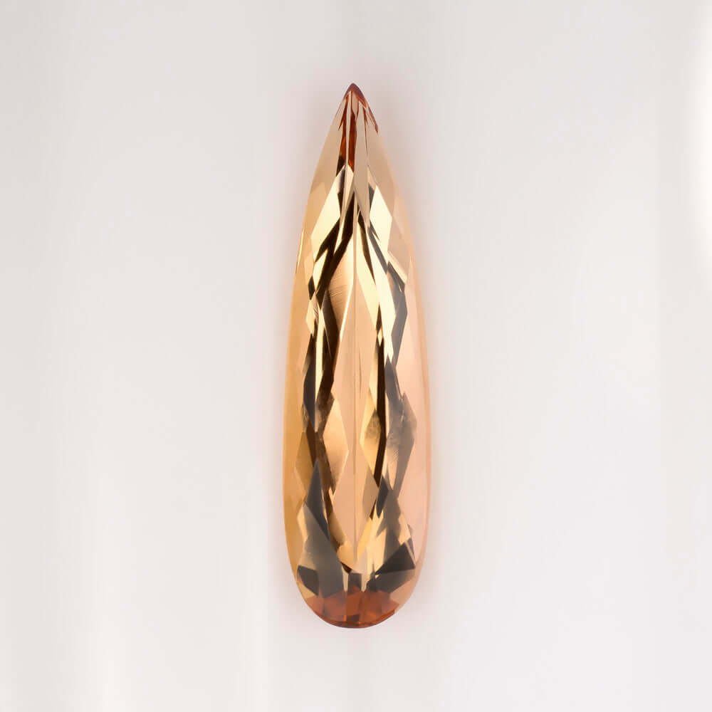 2 CARAT IMPERIAL TOPAZ 17.5m LONG DROP PENDANT PEAR SHAPE NECKLACE ORANGE DANGLE Ivy & Rose