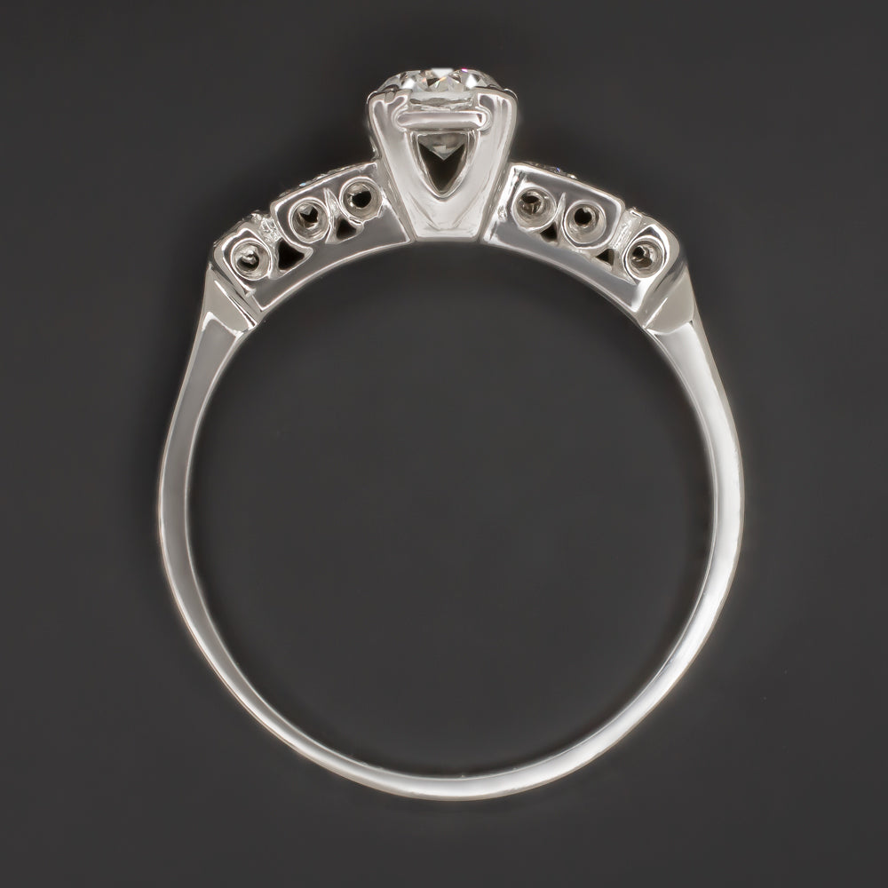 VINTAGE F SI1 DIAMOND ENGAGEMENT RING OLD CUT WHITE GOLD ESTATE CLASSIC NATURAL