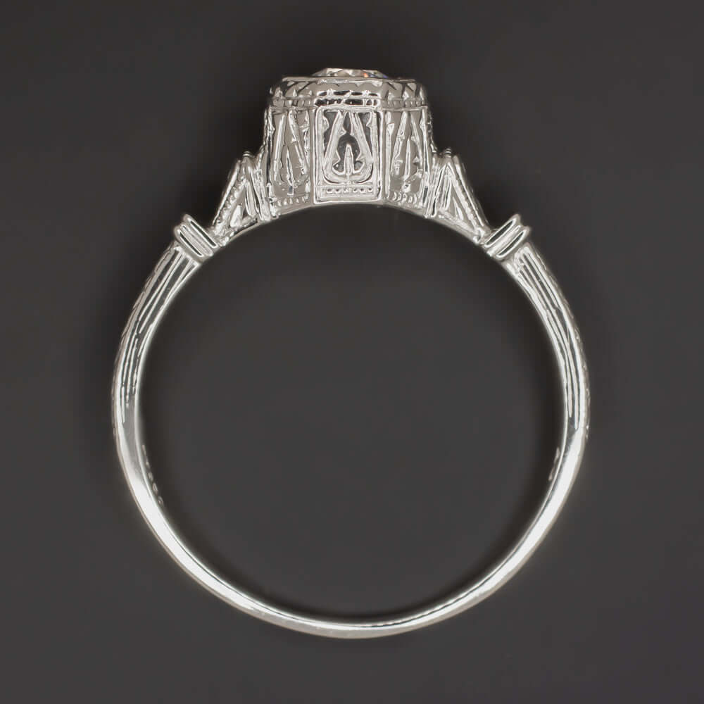 D VS VINTAGE STYLE DIAMOND ENGAGEMENT RING PLATINUM SOLITAIRE ENGRAVED CLASSIC Ivy & Rose