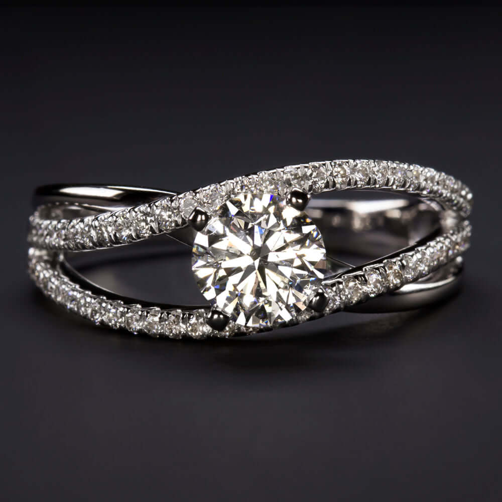1.5ct F-G SI2 DIAMOND ENGAGEMENT RING NATURAL ROUND CUT WHITE GOLD SPLIT SHANK