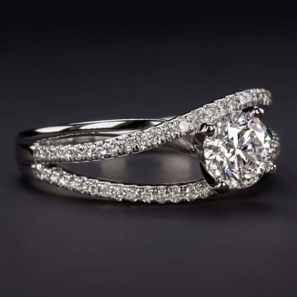 1.5ct F-G SI2 DIAMOND ENGAGEMENT RING NATURAL ROUND CUT WHITE GOLD SPLIT SHANK