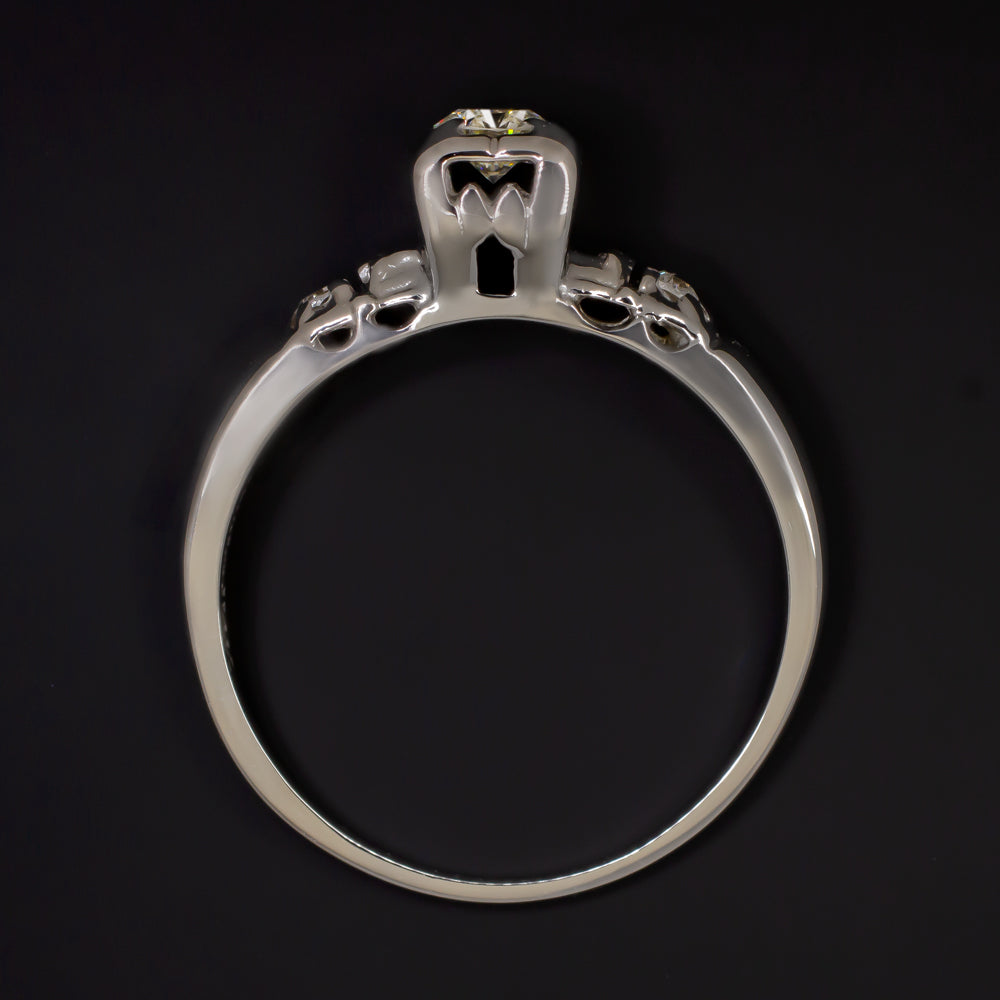 I VS1 VINTAGE ROUND CUT DIAMOND ENGAGEMENT RING WHITE GOLD CLASSIC NATURAL 1/4ct