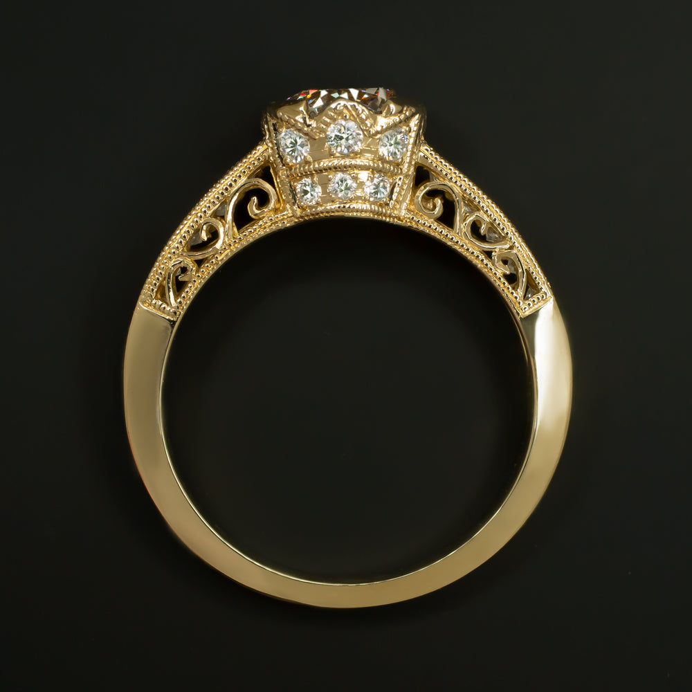 IDEAL CUT 0.80ct VS2 DIAMOND ENGAGEMENT RING HEARTS & ARROWS ROUND YELLOW GOLD