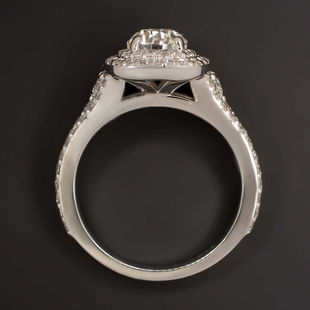 2.25ctw NATURAL DIAMOND ENGAGEMENT RING DOUBLE HALO ROUND CUT WHITE GOLD 1 CARAT Ivy & Rose