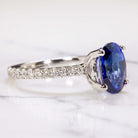 3 CARAT OVAL SHAPE SAPPHIRE DIAMOND RING PLATINUM ENGAGEMENT COCKTAIL PAVE BAND