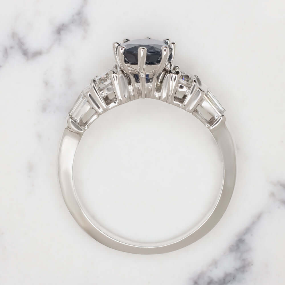 CERTIFIED ROYAL BLUE SAPPHIRE F-G VS DIAMOND RING CUSHION ENGAGEMENT WHITE GOLD