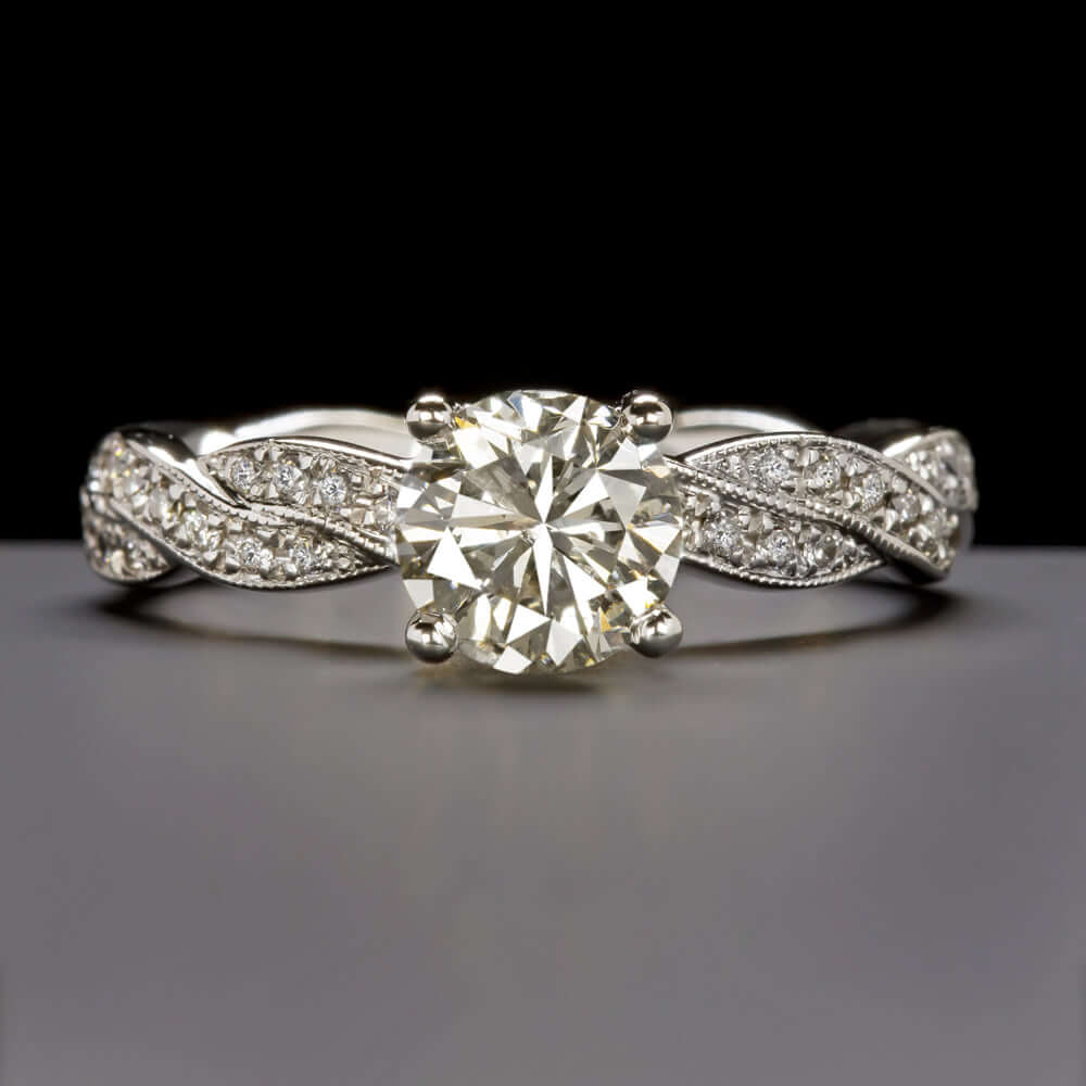 1.25ct VERY GOOD CUT DIAMOND ENGAGEMENT RING ROUND WHITE GOLD TWIST 1 CARAT 1ct