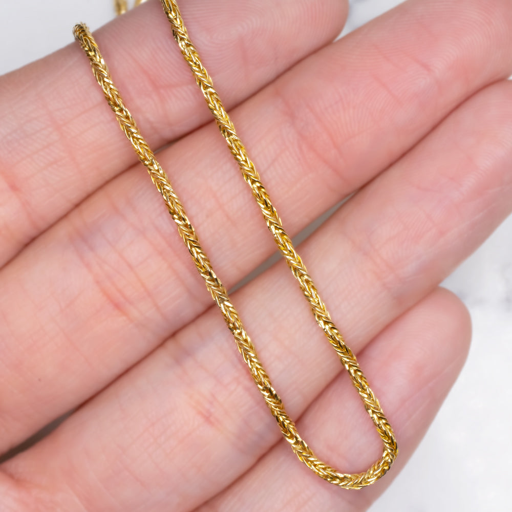SOLID 14K YELLOW GOLD CHAIN 18 INCH 1.7mm ITALIAN BRAIDED ROPE CLASSIC NECKLACE