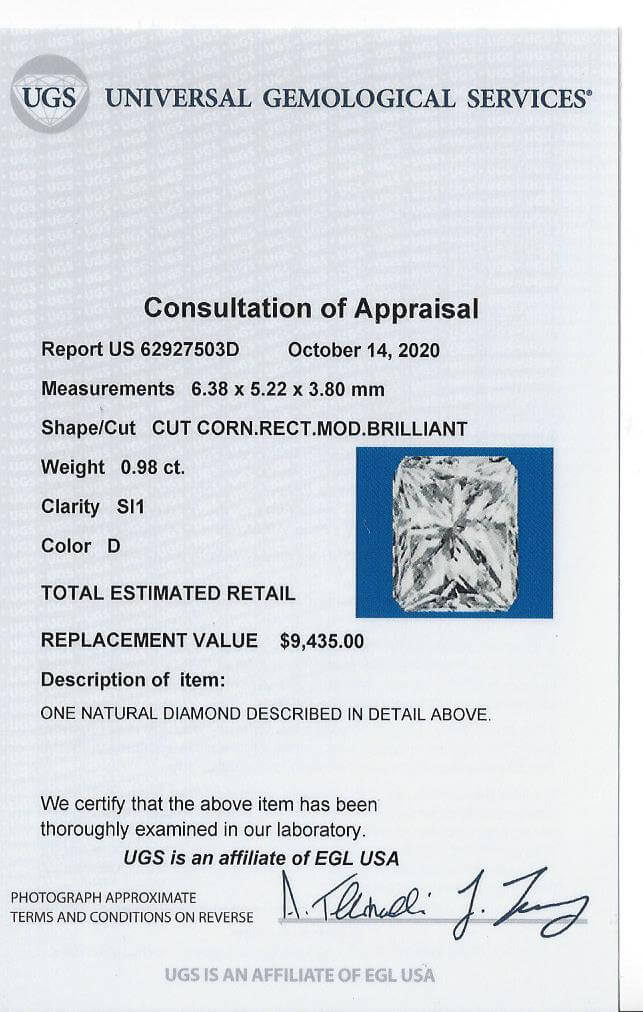 1 CARAT CERTIFIED D SI1 RADIANT CUT DIAMOND COLORLESS NATURAL ENGAGEMENT LOOSE