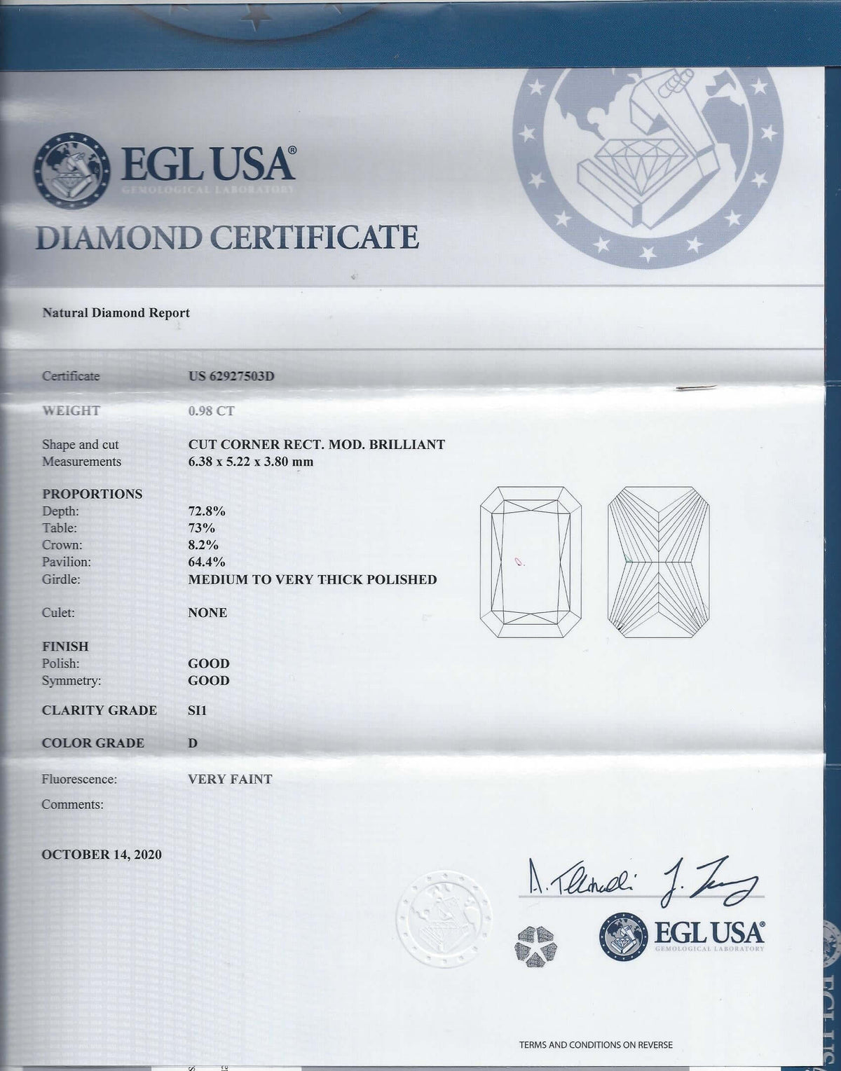 1 CARAT CERTIFIED D SI1 RADIANT CUT DIAMOND COLORLESS NATURAL ENGAGEMENT LOOSE