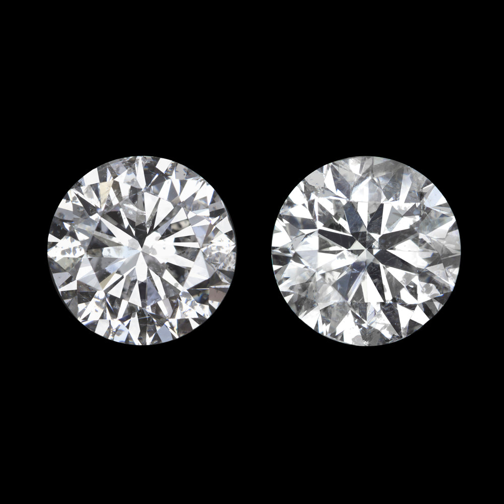 VERY GOOD CUT .76ct NATURAL DIAMOND STUD EARRINGS ROUND BRILLIANT 3/4 CARAT PAIR