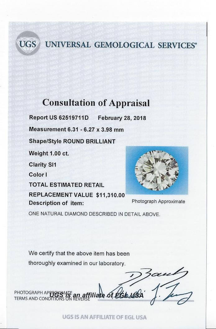 1 CARAT CERTIFIED VERY GOOD CUT DIAMOND I SI1 ROUND BRILLIANT CUT NATURAL LOOSE
