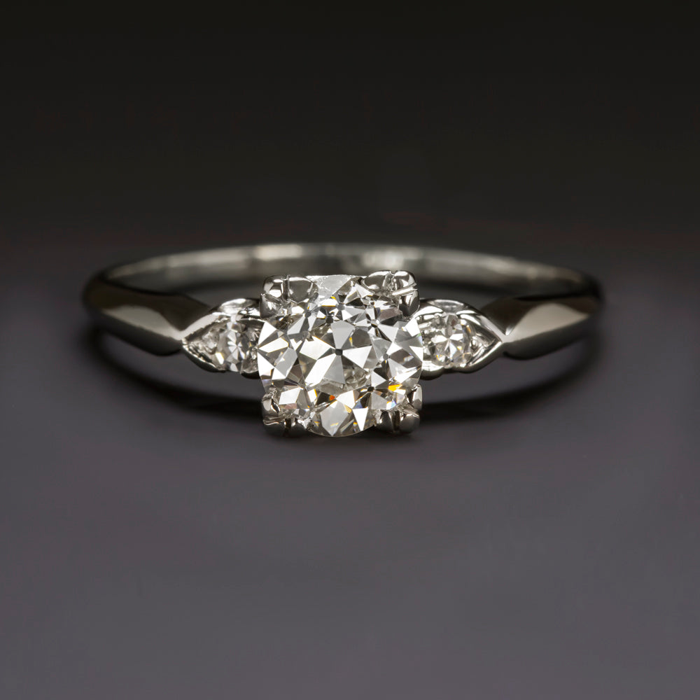 VINTAGE DIAMOND 0.88ct I SI2 ENGAGEMENT RING PLATINUM OLD EUROPEAN CUT ESTATE