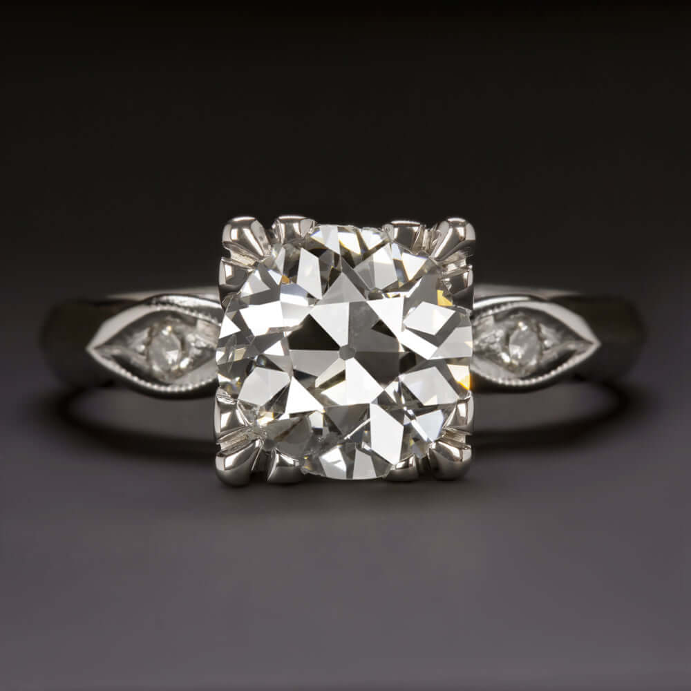 1.75ct DIAMOND VINTAGE ENGAGEMENT RING G SI OLD EUROPEAN CUT CLASSIC WHITE GOLD