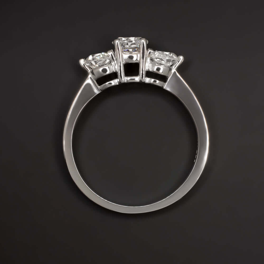 EXCELLENT CUT E-F SI2 DIAMOND ENGAGEMENT RING 3 STONE 18k WHITE GOLD ROUND 1ct Ivy & Rose