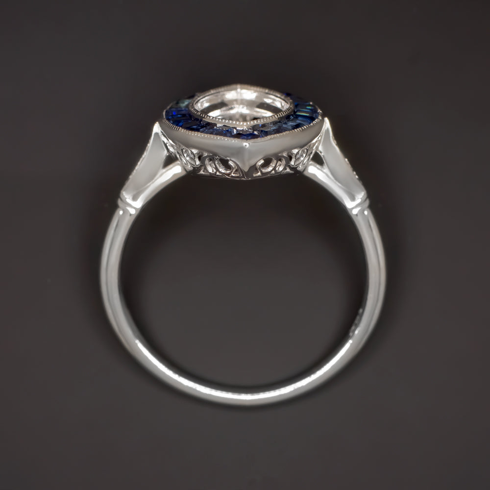 SAPPHIRE DIAMOND RING SETTING MARQUISE SHAPE VINTAGE ART DECO TARGET ENGAGEMENT