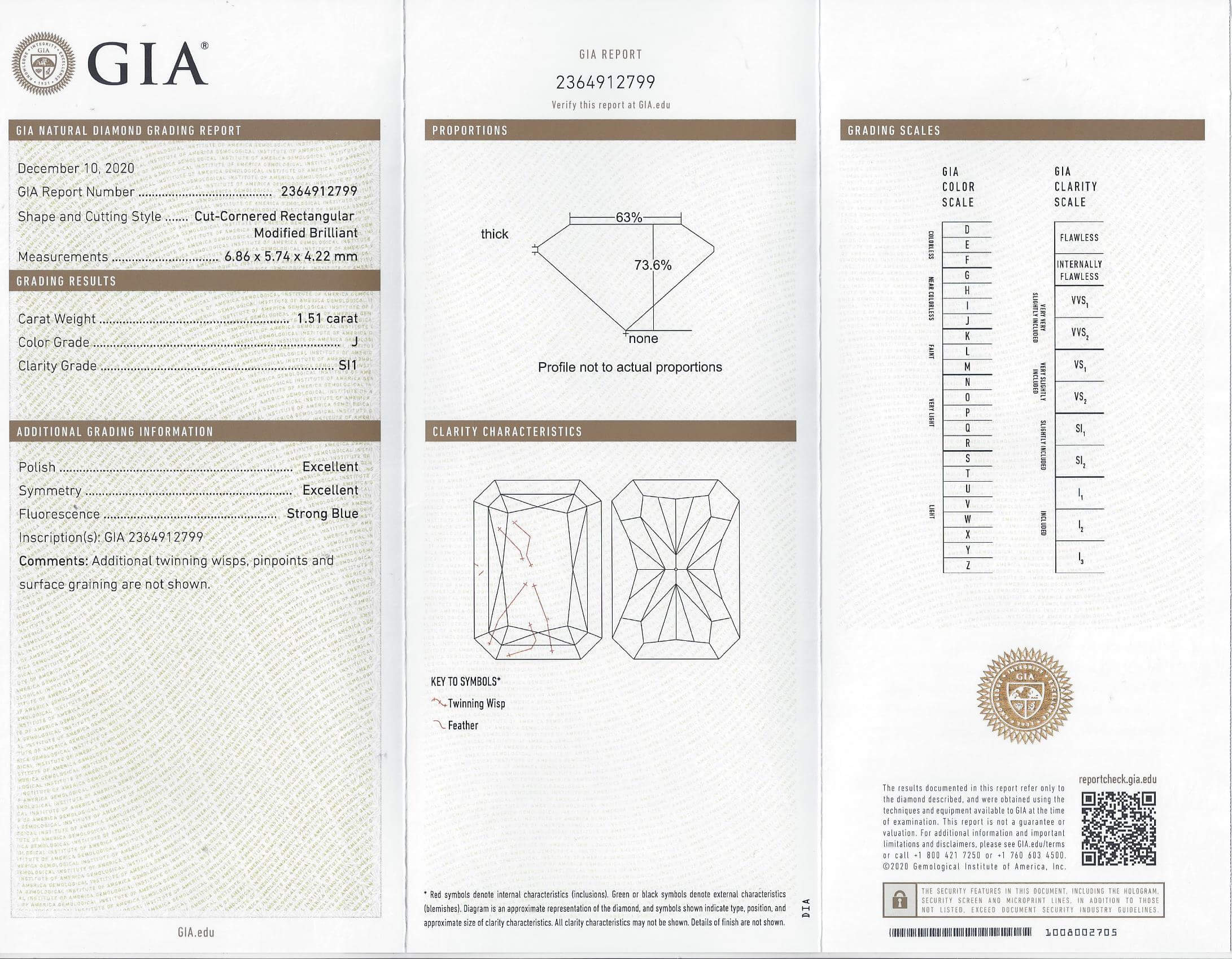 1.5 CARAT RADIANT CUT DIAMOND GIA CERTIFIED J SI1 LOOSE NATURAL ENGAGEMENT 1.5ct