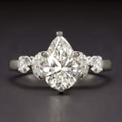 2ct GIA CERTIFIED G SI2 DIAMOND ENGAGEMENT RING PLATINUM DESIGNER PEAR SHAPE 1.5