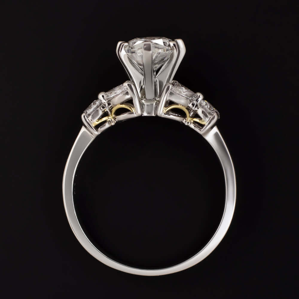 2ct GIA CERTIFIED G SI2 DIAMOND ENGAGEMENT RING PLATINUM DESIGNER PEAR SHAPE 1.5