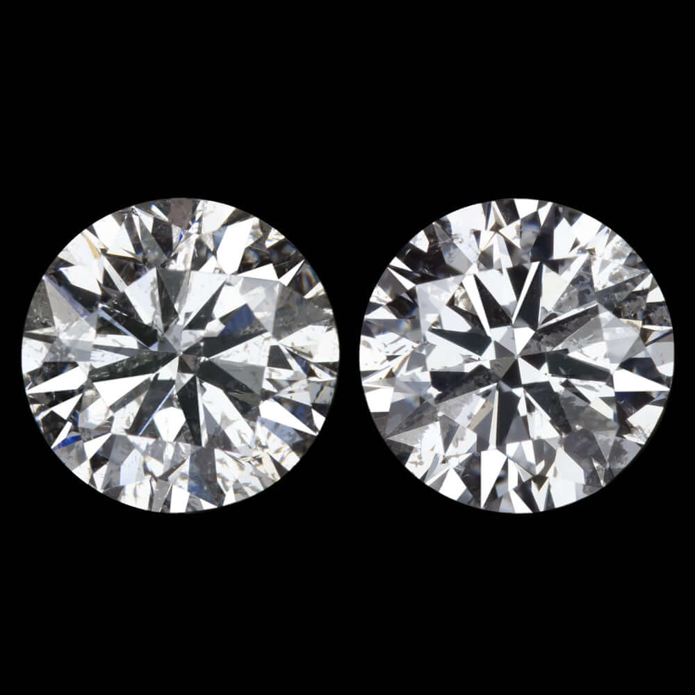 3 CARAT VERY GOOD CUT NATURAL DIAMOND STUD EARRINGS MATCHED PAIR ROUND BRILLIANT