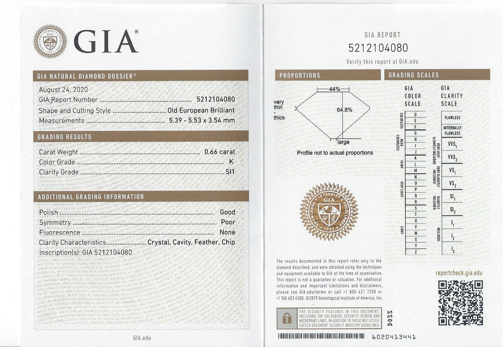 GIA CERTIFIED 0.66ct OLD EUROPEAN CUT DIAMOND ENGAGEMENT RING VINTAGE WHITE GOLD