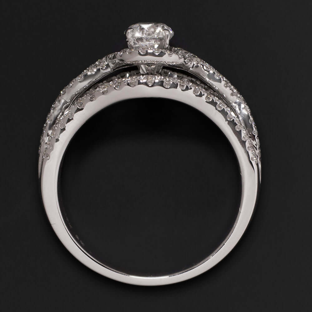 1.5ctw EXCELLENT CUT DIAMOND ENGAGEMENT RING WHITE GOLD ROUND HALO SPLIT SHANK