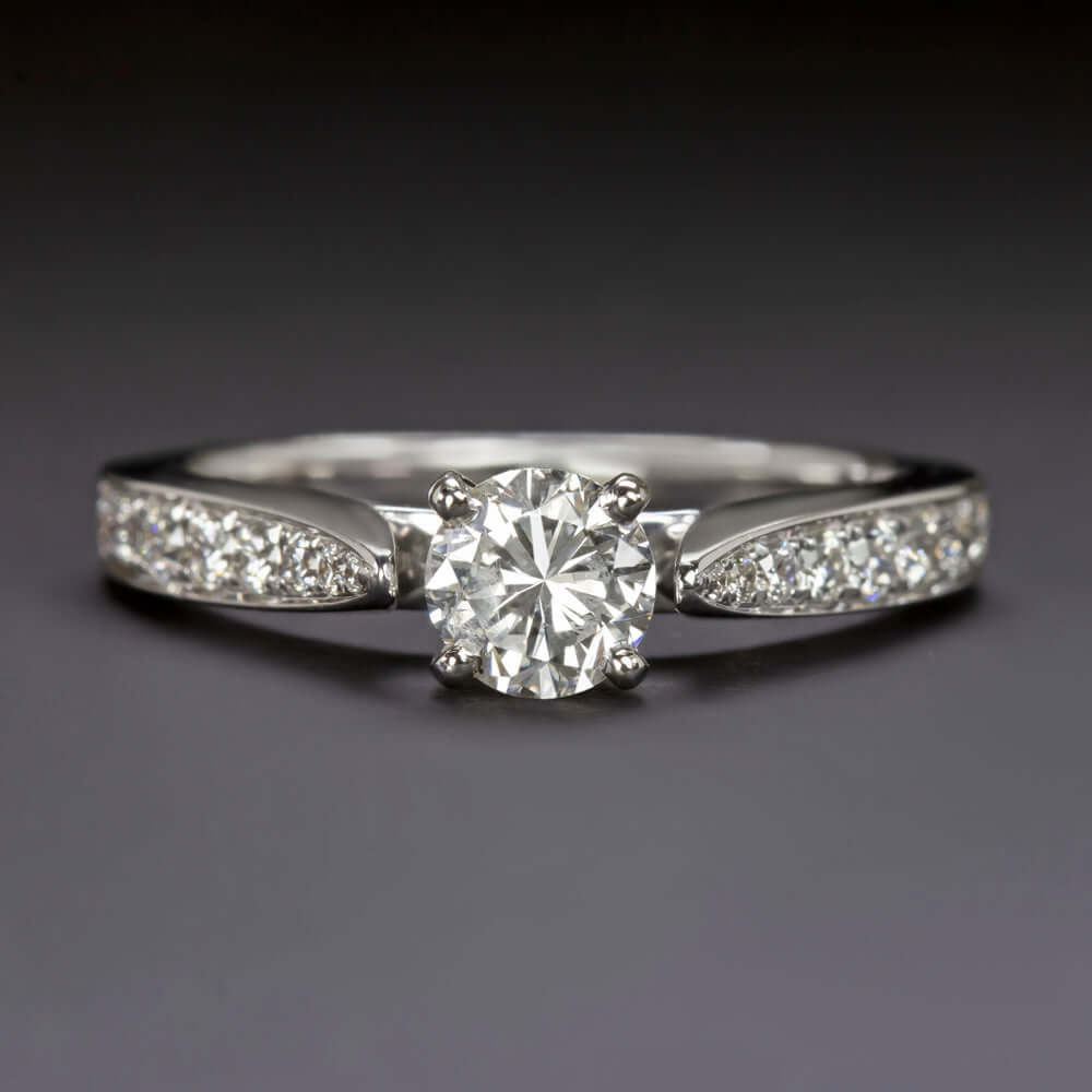 0.81cr D-E SI NATURAL DIAMOND ENGAGEMENT RING 18k WHITE GOLD ROUND BRILLIANT CUT