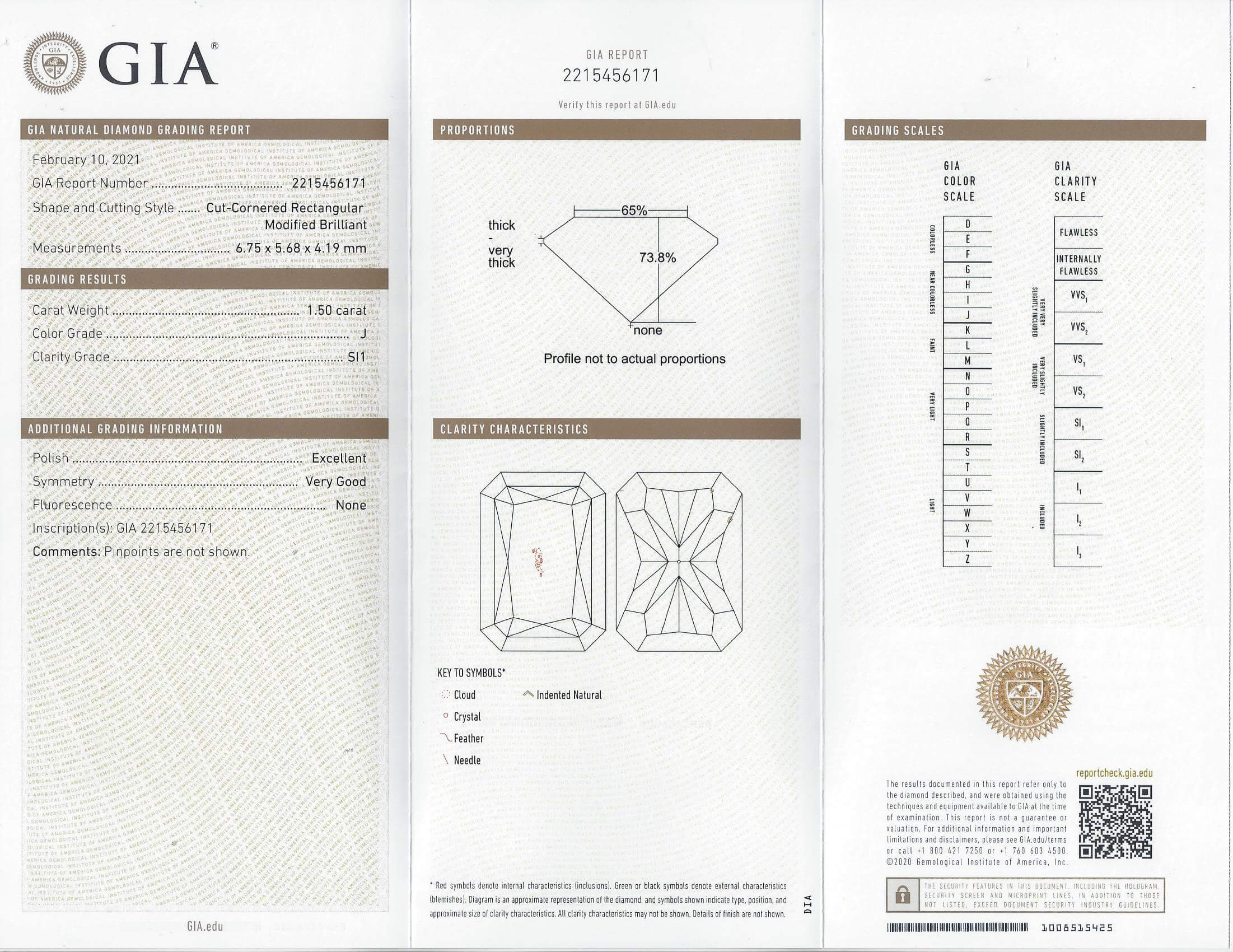 1.5 CARAT GIA CERTIFIED RADIANT CUT DIAMOND J SI1 LOOSE NATURAL ENGAGEMENT 1.5ct