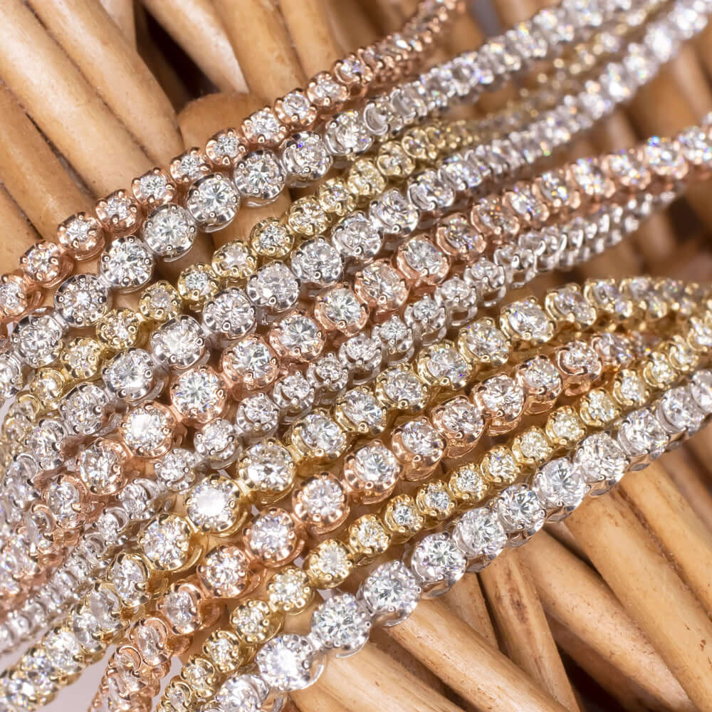 2ct VERY GOOD CUT DIAMOND TENNIS BRACELET YELLOW GOLD ROUND BRILLIANT CLASSIC