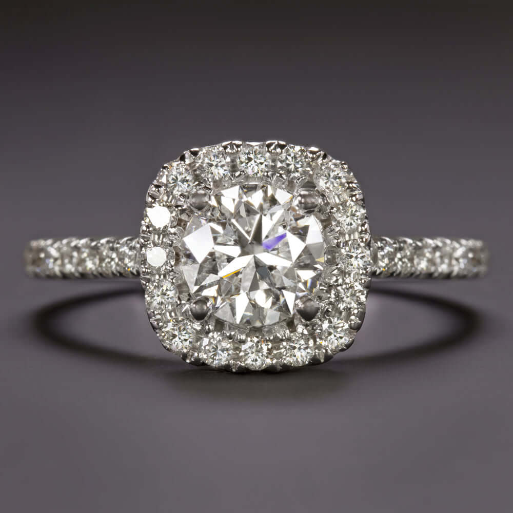 1.66ct F-G SI NATURAL DIAMOND ENGAGEMENT RING ROUND HALO WHITE GOLD 1 CARAT 1ct