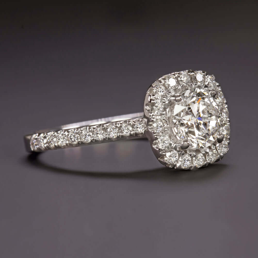 1.66ct F-G SI NATURAL DIAMOND ENGAGEMENT RING ROUND HALO WHITE GOLD 1 CARAT 1ct