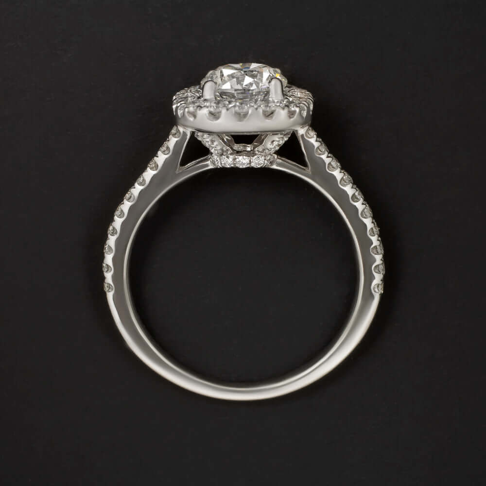 1.66ct F-G SI NATURAL DIAMOND ENGAGEMENT RING ROUND HALO WHITE GOLD 1 CARAT 1ct