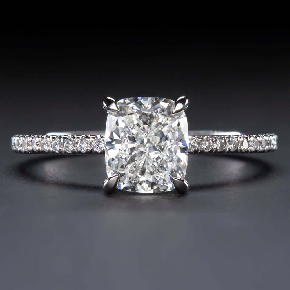1.86ct GIA CERTIFIED H SI1 DIAMOND ENGAGEMENT RING CUSHION CUT PAVE BAND 1.75ct Ivy & Rose