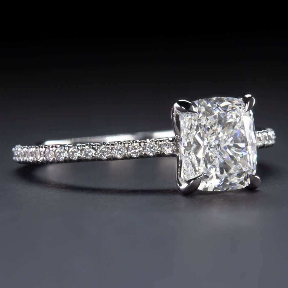 1.86ct GIA CERTIFIED H SI1 DIAMOND ENGAGEMENT RING CUSHION CUT PAVE BAND 1.75ct Ivy & Rose