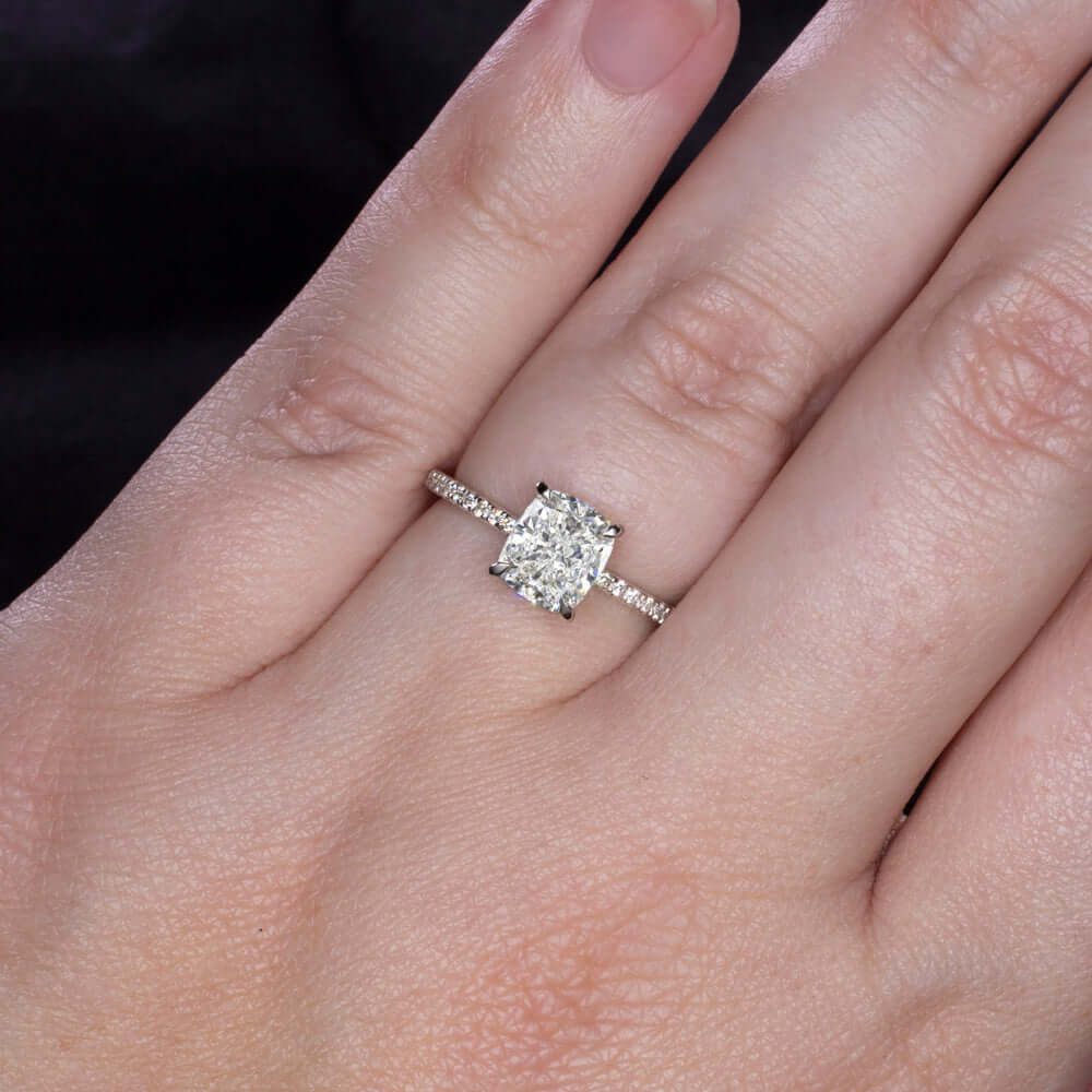 1.86ct GIA CERTIFIED H SI1 DIAMOND ENGAGEMENT RING CUSHION CUT PAVE BAND 1.75ct Ivy & Rose