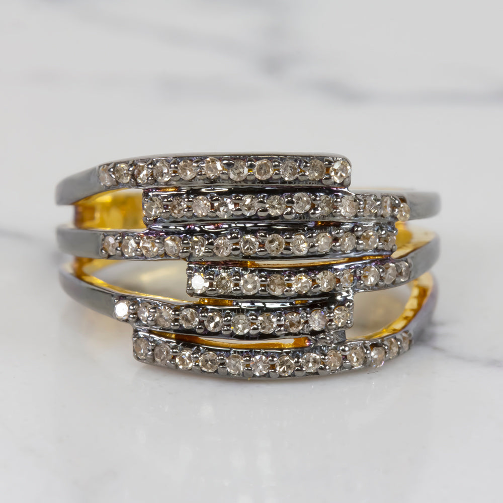 NATURAL EARTH MINED DIAMOND COCKTAIL RING PAVE WIDE BAND MODERN RUSTIC 1/2 CARAT Ivy & Rose