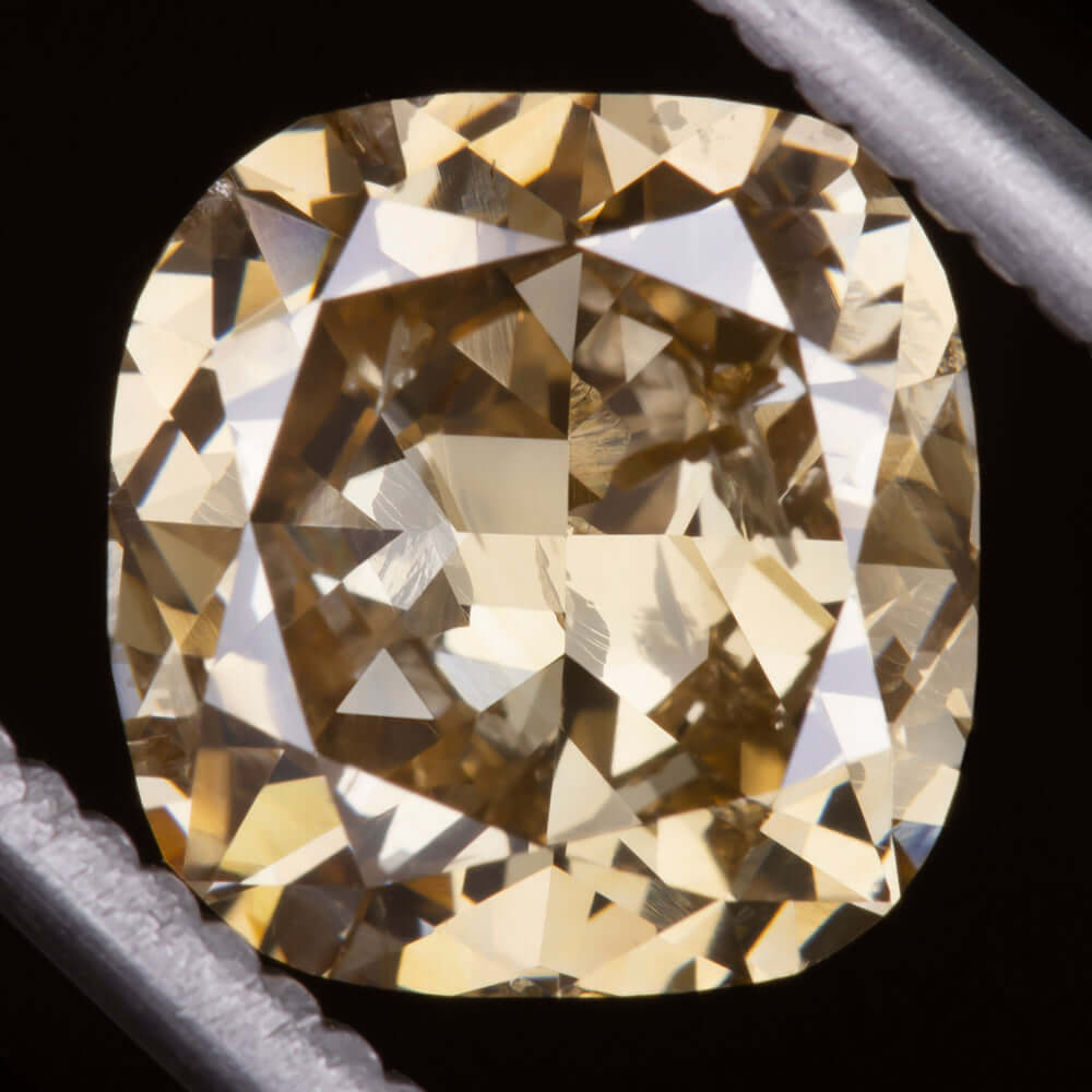 2.81ct FANCY CHAMPAGNE DIAMOND CUSHION SHAPE CUT NATURAL LOOSE COGNAC 3 CARAT