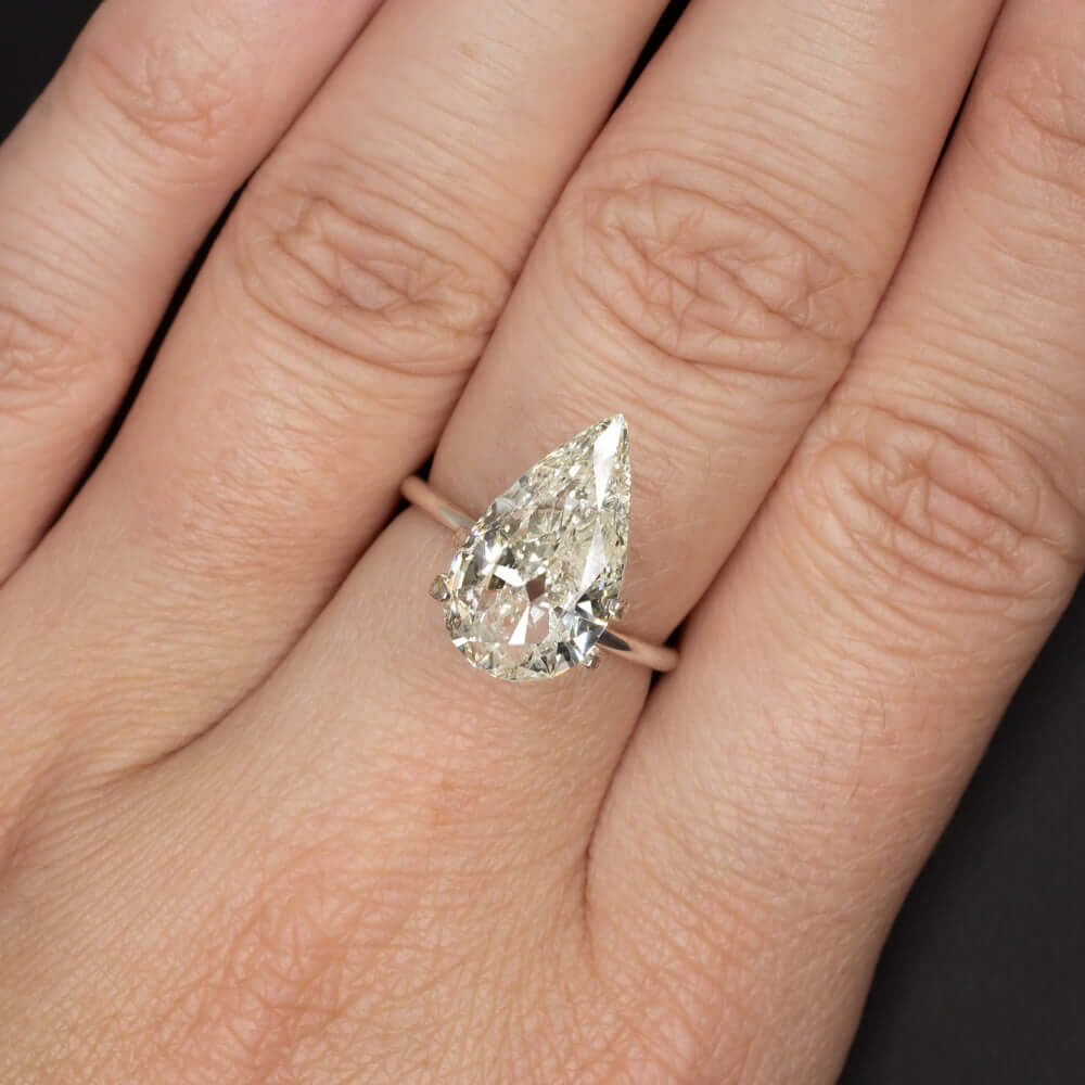 4.5 CARAT PEAR CUT DIAMOND J SI2 VINTAGE NATURAL TEARDROP SHAPE ESTATE LOOSE