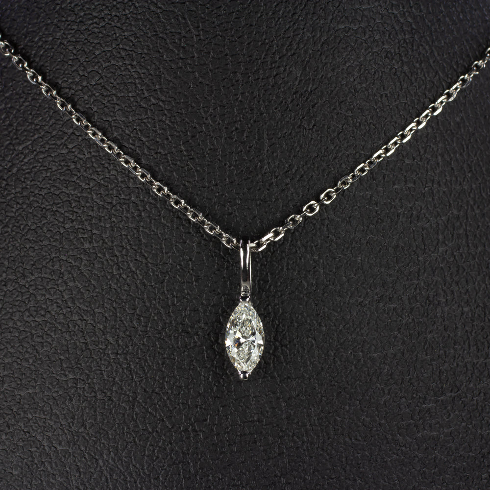 MARQUISE SHAPE CUT NATURAL DIAMOND NECKLACE MINIMALIST CHARM PENDANT 14k DAINTY
