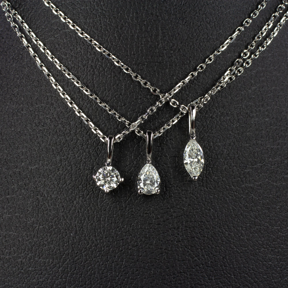 OVAL SHAPE CUT NATURAL DIAMOND NECKLACE MINIMALIST CHARM PENDANT 14k WHITE GOLD