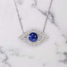 EVIL EYE SAPPHIRE DIAMOND PENDANT 14k NECKLACE TALISMAN CHARM BLUE MARQUISE