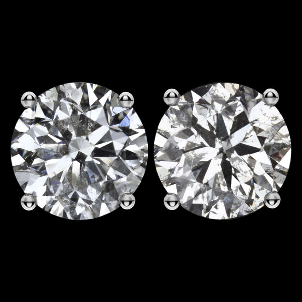 2.25ct VERY GOOD CUT NATURAL DIAMOND STUD EARRINGS MATCHING PAIR ROUND BRILLIANT