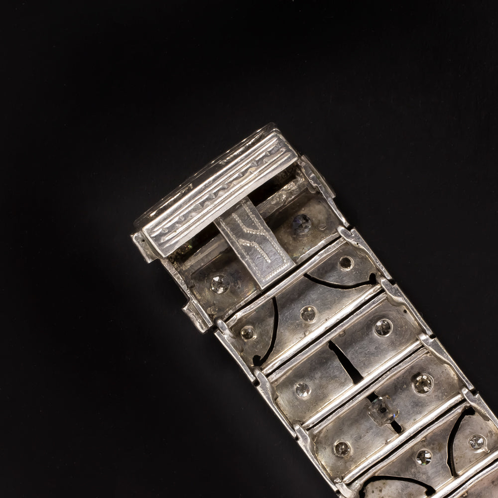 TRUE ART DECO 4 CARAT DIAMOND EMERALD BRACELET VINTAGE 1920s ANTIQUE ESTATE 4ct