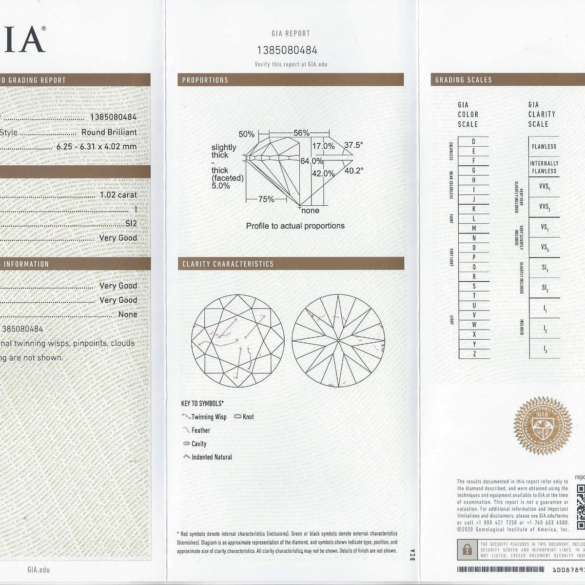 1 CARAT GIA CERTIFIED VERY GOOD CUT DIAMOND I SI2 ROUND BRILLIANT LOOSE NATURAL