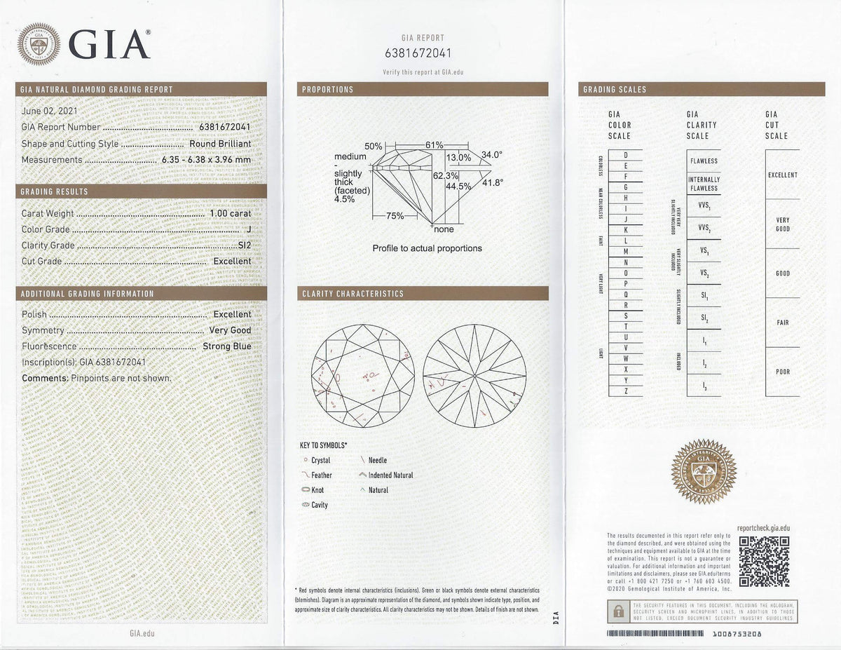 1 CARAT GIA CERTIFIED DIAMOND EXCELLENT CUT J SI2 CLEAN ROUND ENGAGEMENT 1ct RBC