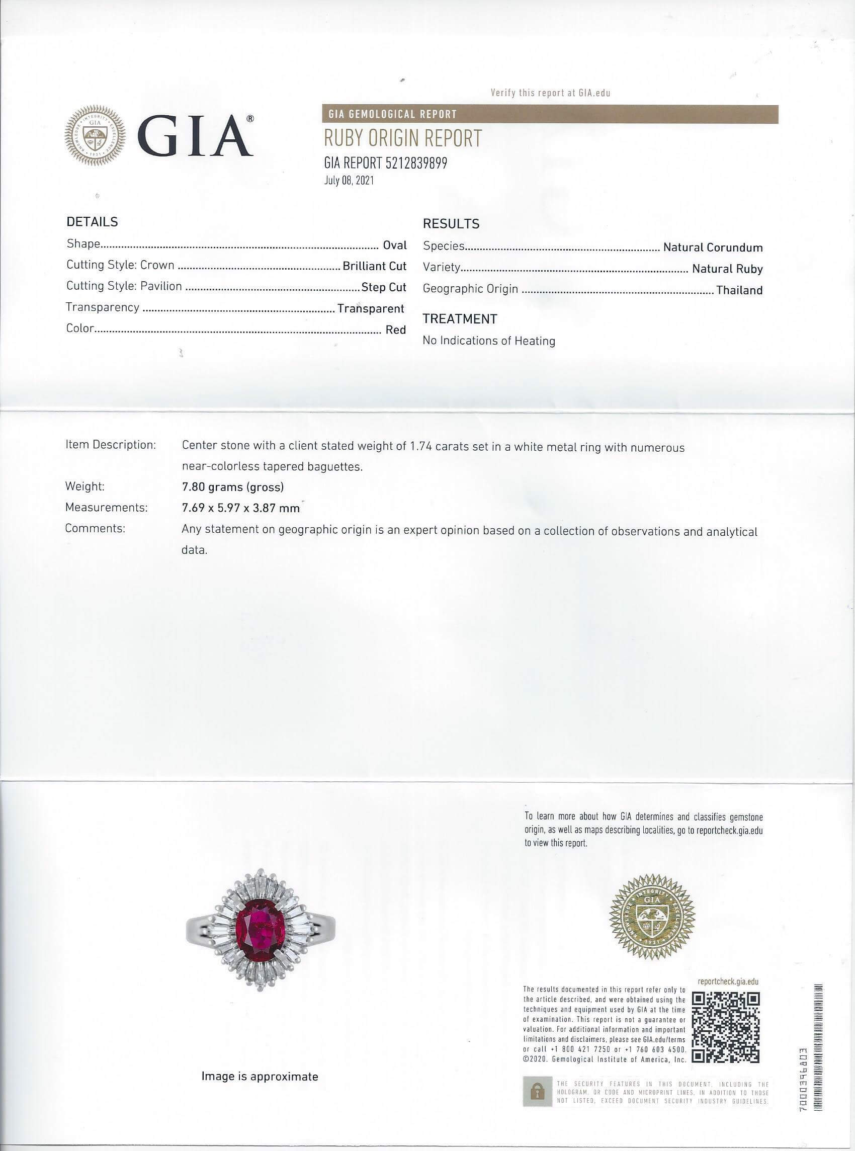 2.3ct GIA CERTIFIED NO HEAT RUBY DIAMOND PLATINUM COCKTAIL RING HALO BALLERINA