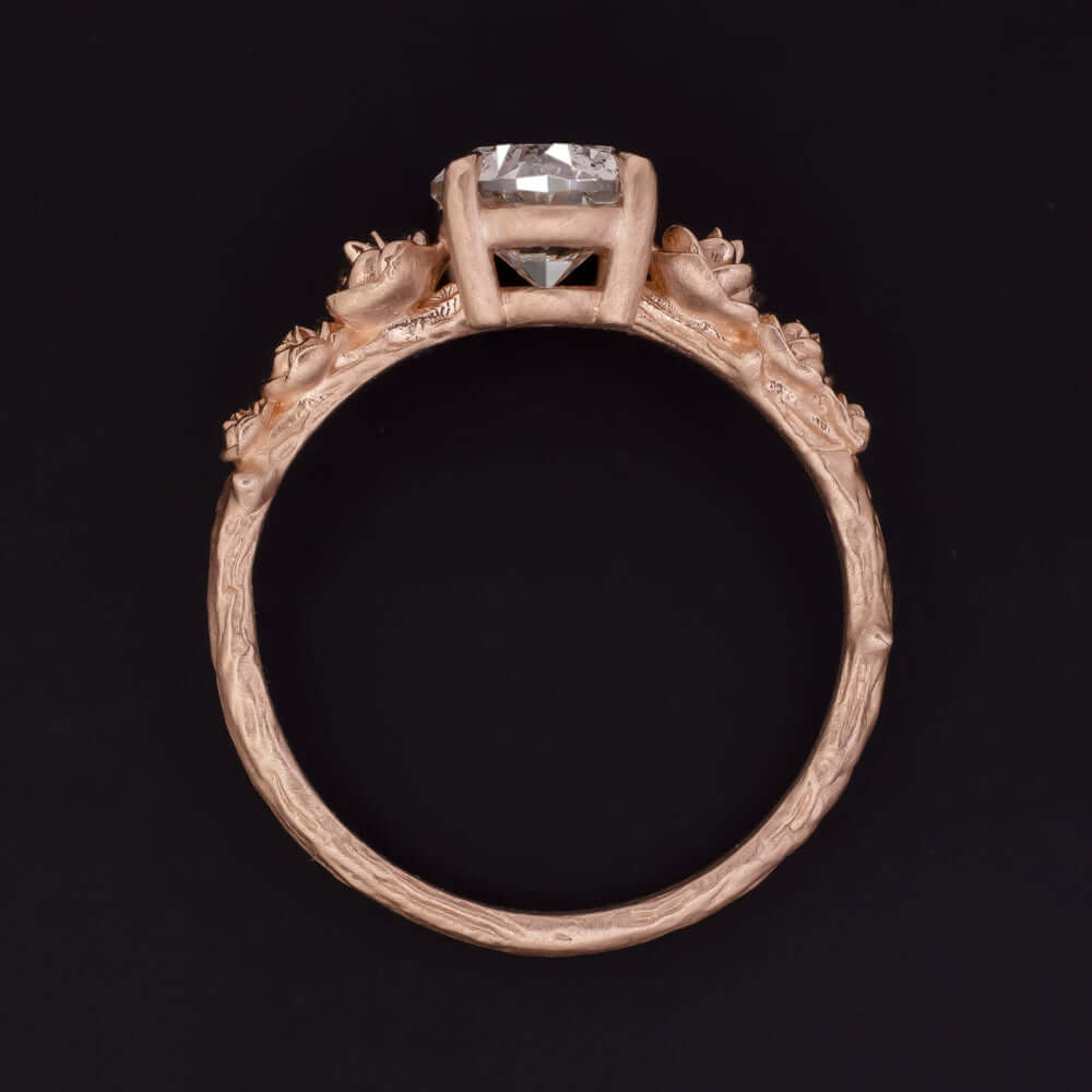 1.55ct OVAL DIAMOND ENGAGEMENT RING ROSE GOLD FLORAL FLOWER COCKTAIL 1.5 CARAT