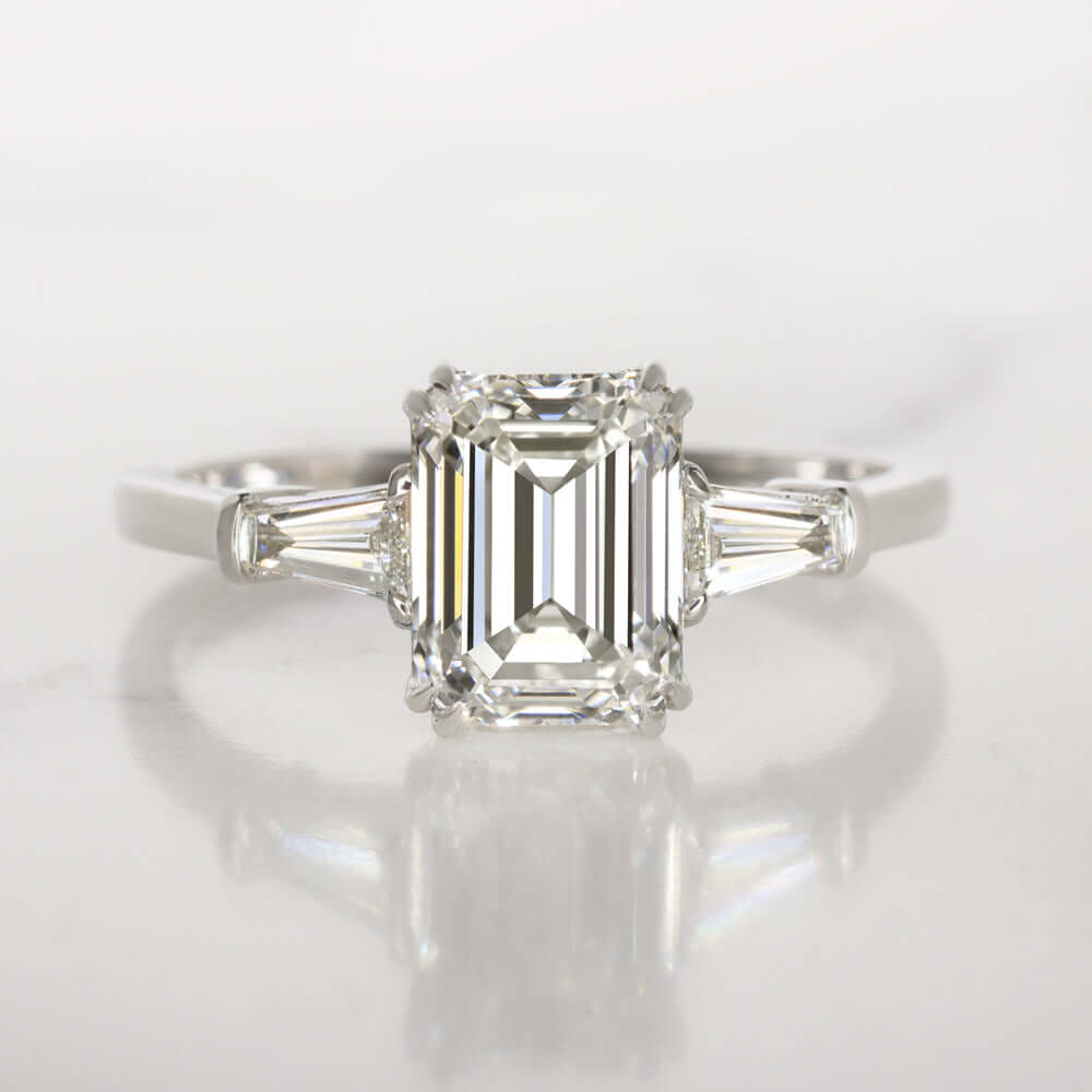 2.45ct GIA CERTIFIED J VVS1 DIAMOND ENGAGEMENT RING PLATINUM EMERALD CUT 2.5ct Ivy & Rose
