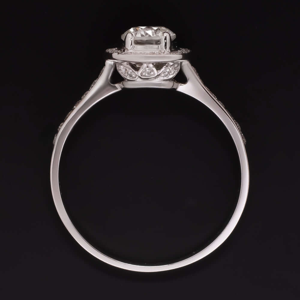 F-G SI2 0.87ct DIAMOND HALO ENGAGEMENT RING 18k WHITE GOLD NATURAL ROUND CUT